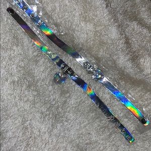 2 holographic heart choker